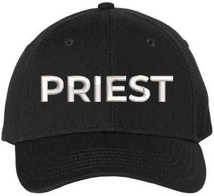 Priest Embroidered Baseball Cap | Text Father Pastor Leader Group Church Trip Structured Cap