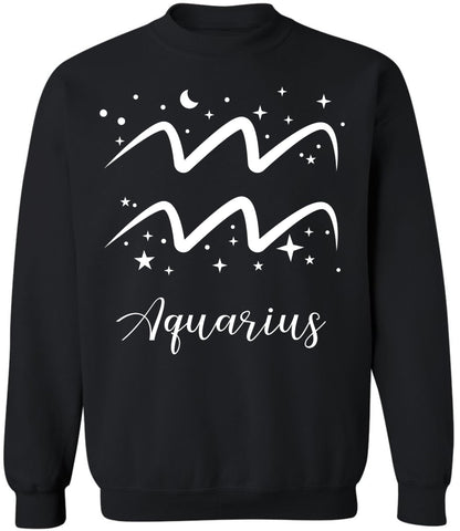 Zodiac Signs Crewneck Sweatshirt | Large Print Astrology Design Horoscope Symbols Sweat Shirt Top, Black