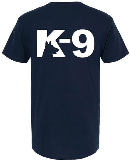 K9 Canine Bold Police Dog T-Shirt | Double Sided K-9 Law Enforcement Dogs Handler Tee Shirt