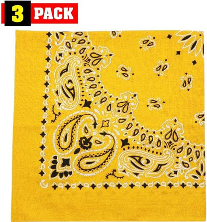 Trainmen Paisley Bandanas Head Scarf Do-rag 100% Cotton Bandanna Head Cover 22" x 22", 3 Pack