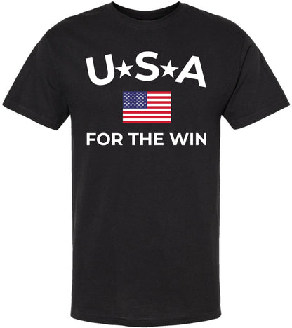 USA for the Win Printed T-Shirt | American Flag Graphic Tee Patriotic 4th of July USA Unisex 100% Cotton Shirt