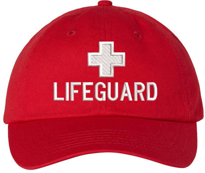 Lifeguard Uniform Dad Hat | Lifeguard Cross Cap Beach Rescue Pool Swimming Watch Safety Embroidered Unstructured Dad Cap