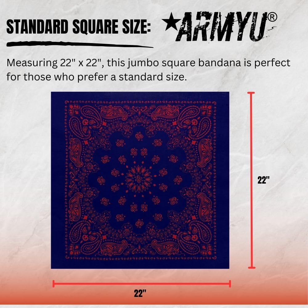 ARMYU Classic Trainmen Paisley Bandanas, Military Army Head Scarf Do-rag Cotton Bandanna Cover Biker Rags