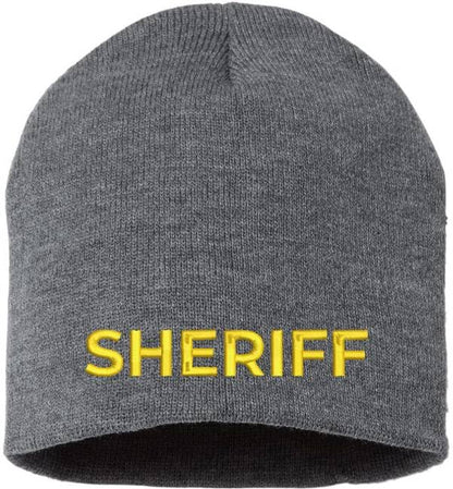 Sheriff Embroidered Skull Cap | 100% Acrylic Knit Police Winter Warm Beanie Hat