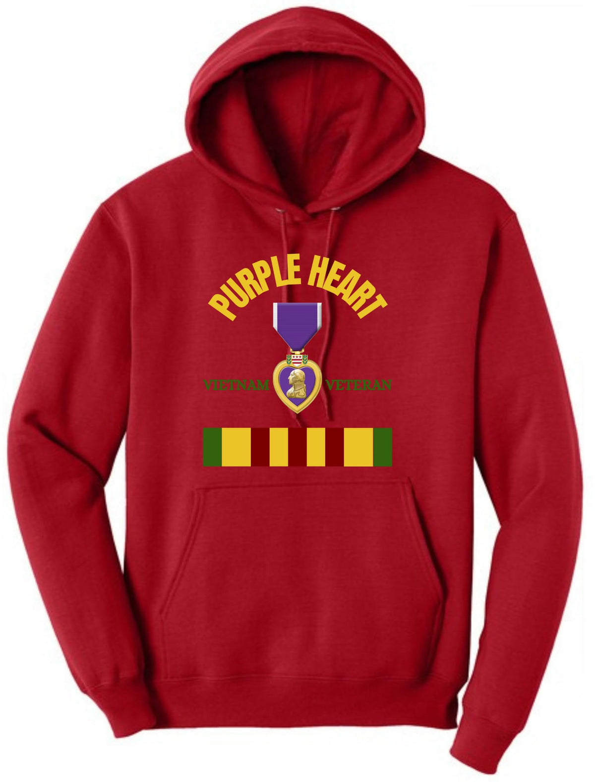Purple Heart Vietnam Veteran Printed Hoodie USA Military Service Medal Graphic Polycotton Pullover Hooded Sweatshirt