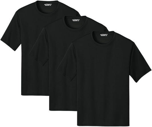 Solid Performance Military Tactical T-Shirts | 100% Polyester Moisture Wicking Tee Shirts, 3-Pack