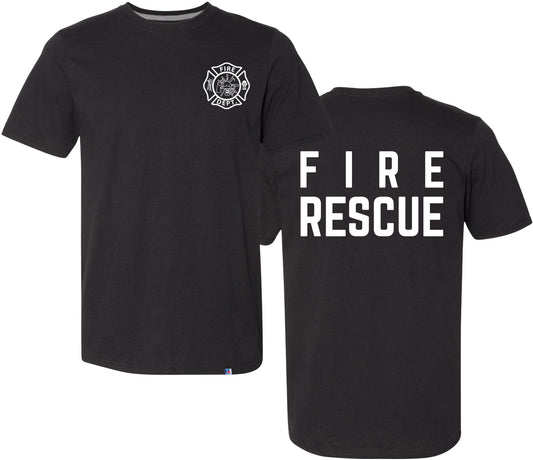 Fire Dept. Fire Rescue Performance T-Shirt | 100% Polyester Firefighter Athletic Double Side Print Tee