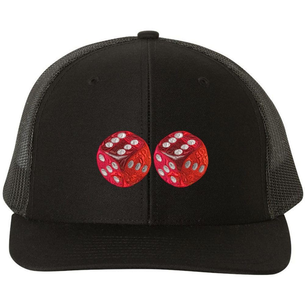 Dice Trucker Hat Embroidered Rolling Dice Craps Table Casino Mesh Back Baseball Cap