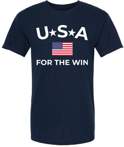 USA for the Win Printed T-Shirt | American Flag Graphic Tee Patriotic 4th of July USA Unisex 100% Cotton Shirt