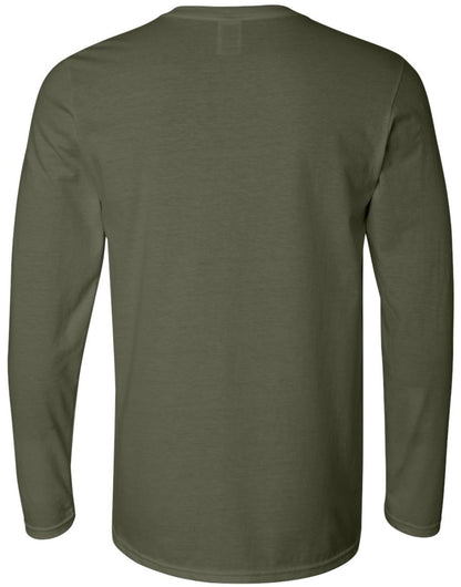 Wake Up Printed Long Sleeve T-Shirt Patriotic American Flag Silver And Red Graphic 100% Cotton Tee