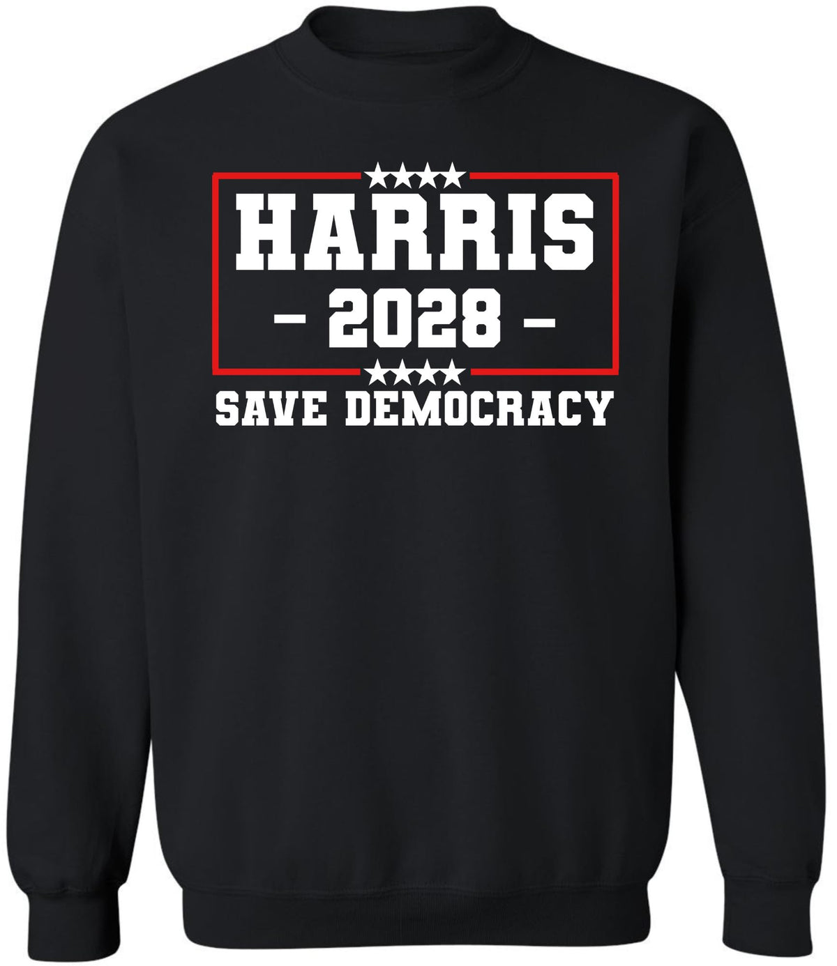 HARRIS 2028 Save Democracy Printed Sweatshirt Political Election Cotton Blend Crewneck Pullover