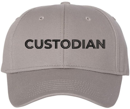 Custodian Embroidered Text Baseball Cap | Cleaning Crew Work Job Maintenance | Structured Hat