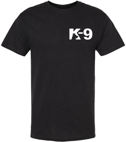 K9 Canine Bold Police Dog T-Shirt | Double Sided K-9 Law Enforcement Dogs Handler Tee Shirt