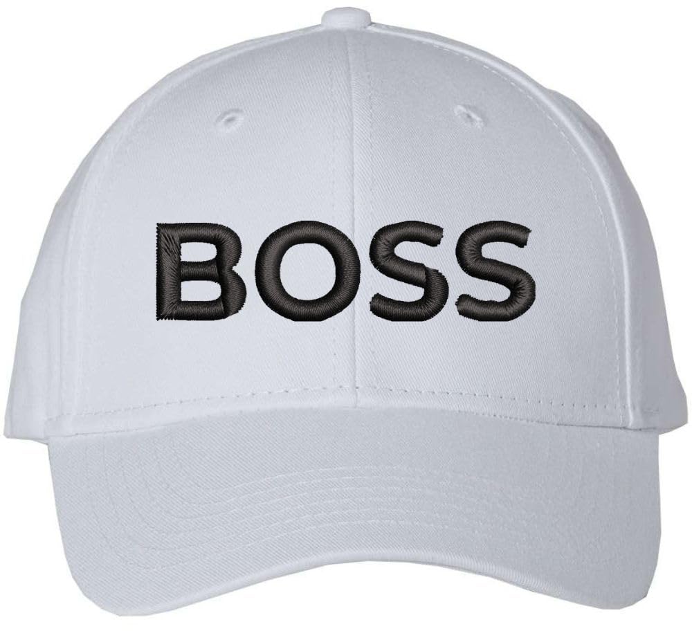 Boss Text Embroidered Baseball Cap | Adjustable Structured Hat | Owner Leader Manager Gift