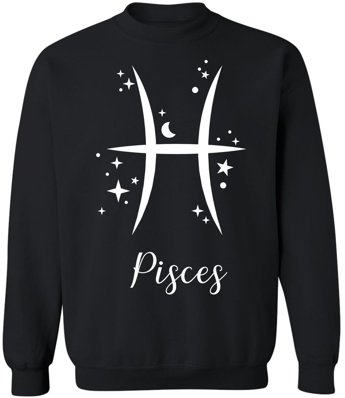 Zodiac Signs Crewneck Sweatshirt | Large Print Astrology Design Horoscope Symbols Sweat Shirt Top, Black