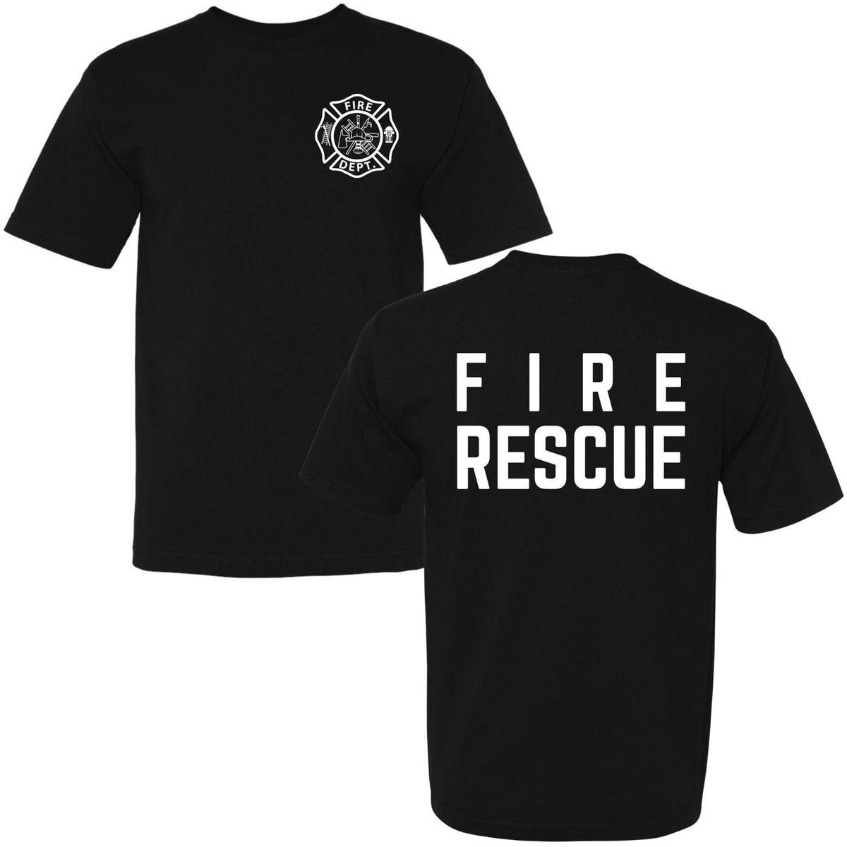 Fire Dept. Fire Rescue T-Shirt | Firefighter First Responder Crewneck Double Side Tee Shirt