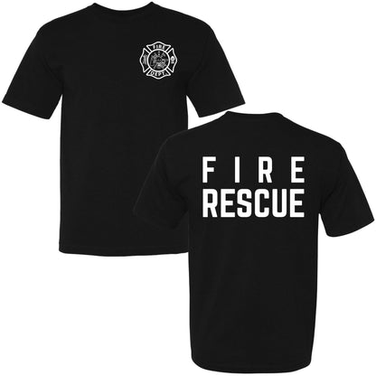 Fire Dept. Fire Rescue T-Shirt | Firefighter First Responder Crewneck Double Side Tee Shirt