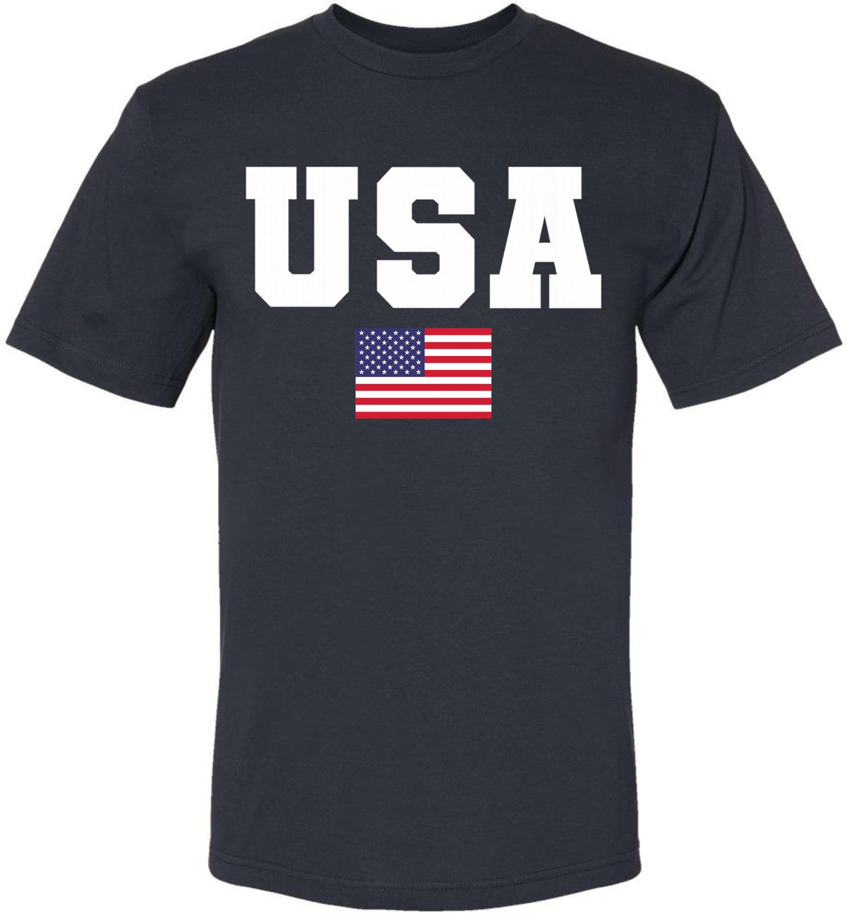 USA Text & Flag T-Shirts | July 4th Patriotic Independence Day Short Sleeve Tee Shirt | MADE IN USA