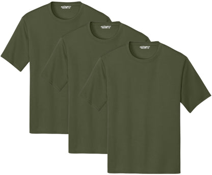 Solid Performance Military Tactical T-Shirts | 100% Polyester Moisture Wicking Tee Shirts, 3-Pack