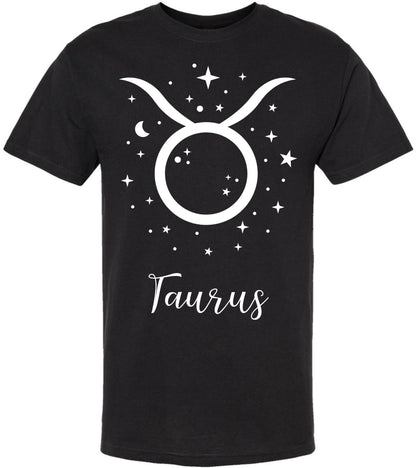 Zodiac Signs Printed T-Shirt | 100% Cotton Astrology Horoscope Monthly Symbols Designs Tee Shirt, Black