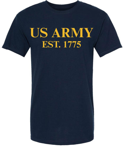 US Army Est. 1775 Printed T-Shirt | USA Military Veteran Tee American Patriotic Liberty Short Sleeve Shirt