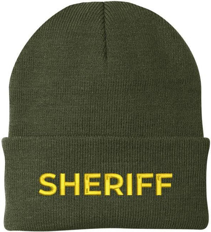 Sheriff Embroidered Beanie Hat USA Army Uniform Police 100% Acrylic Knit Winter Watch Cap