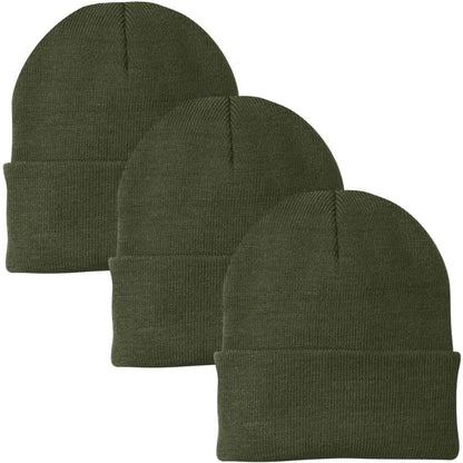 3 Pack Acrylic Beanie Watch Caps, Warm Knit Skull Cap for Men & Women, Blanks Soft Winter Hats