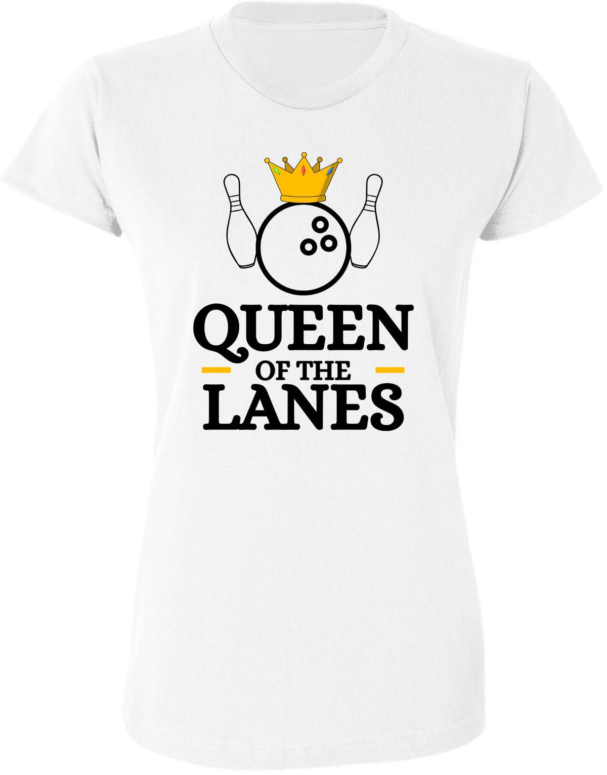 Queen of The Lanes Women Printed T-Shirt | 100% Cotton Crewneck Bowling Tee Shirt For Girls