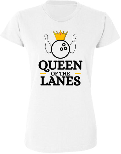 Queen of The Lanes Women Printed T-Shirt | 100% Cotton Crewneck Bowling Tee Shirt For Girls