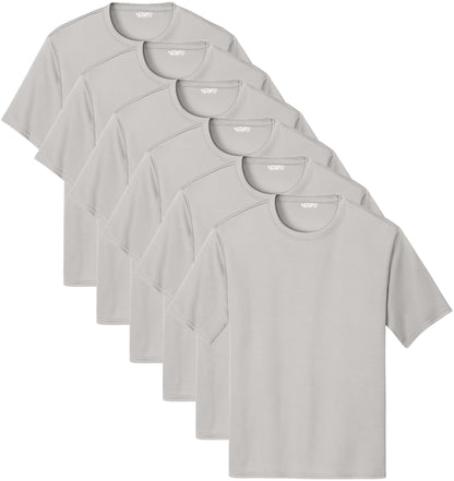 Solid Performance Military Tactical T-Shirts | 100% Polyester Moisture Wicking Crewneck Tee Shirts, 6-Pack