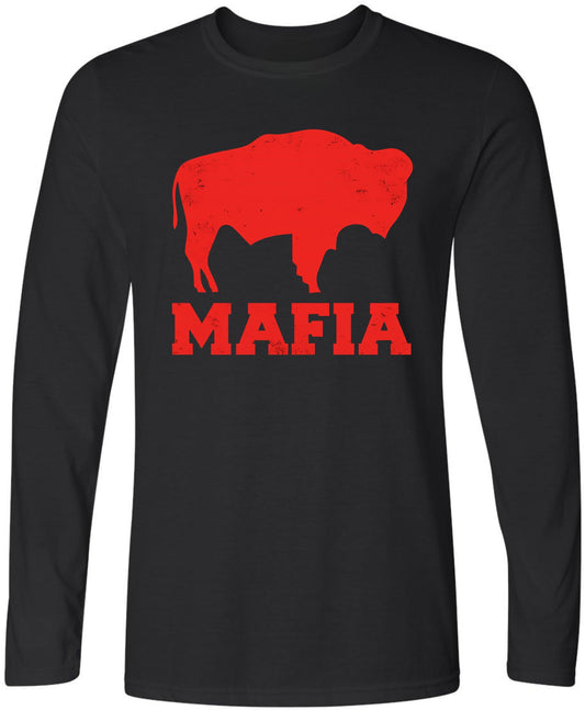 Distressed Buffalo Mafia Long Sleeve T-Shirt | New York Bill Football City Fan Club Game Day Tee Shirt