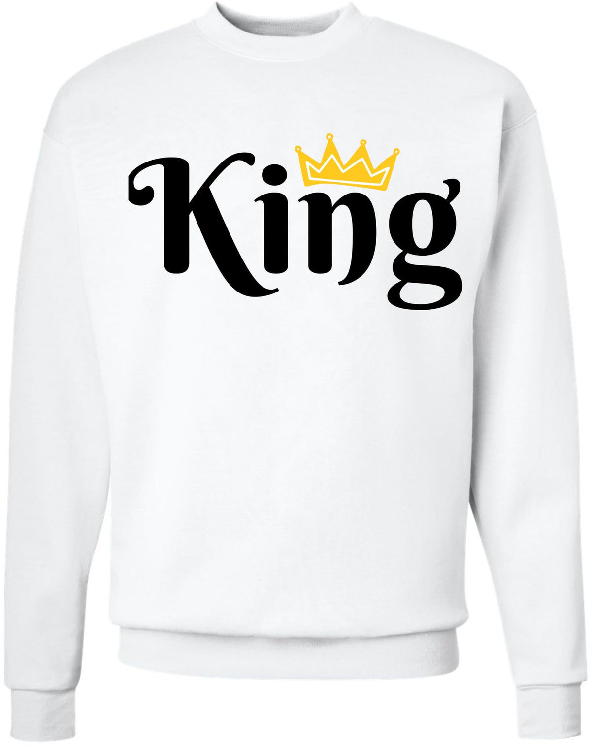 King Crown Printed Sweatshirt Royal Gift Boyfriend Husband Cotton Blend Crewneck Pullover