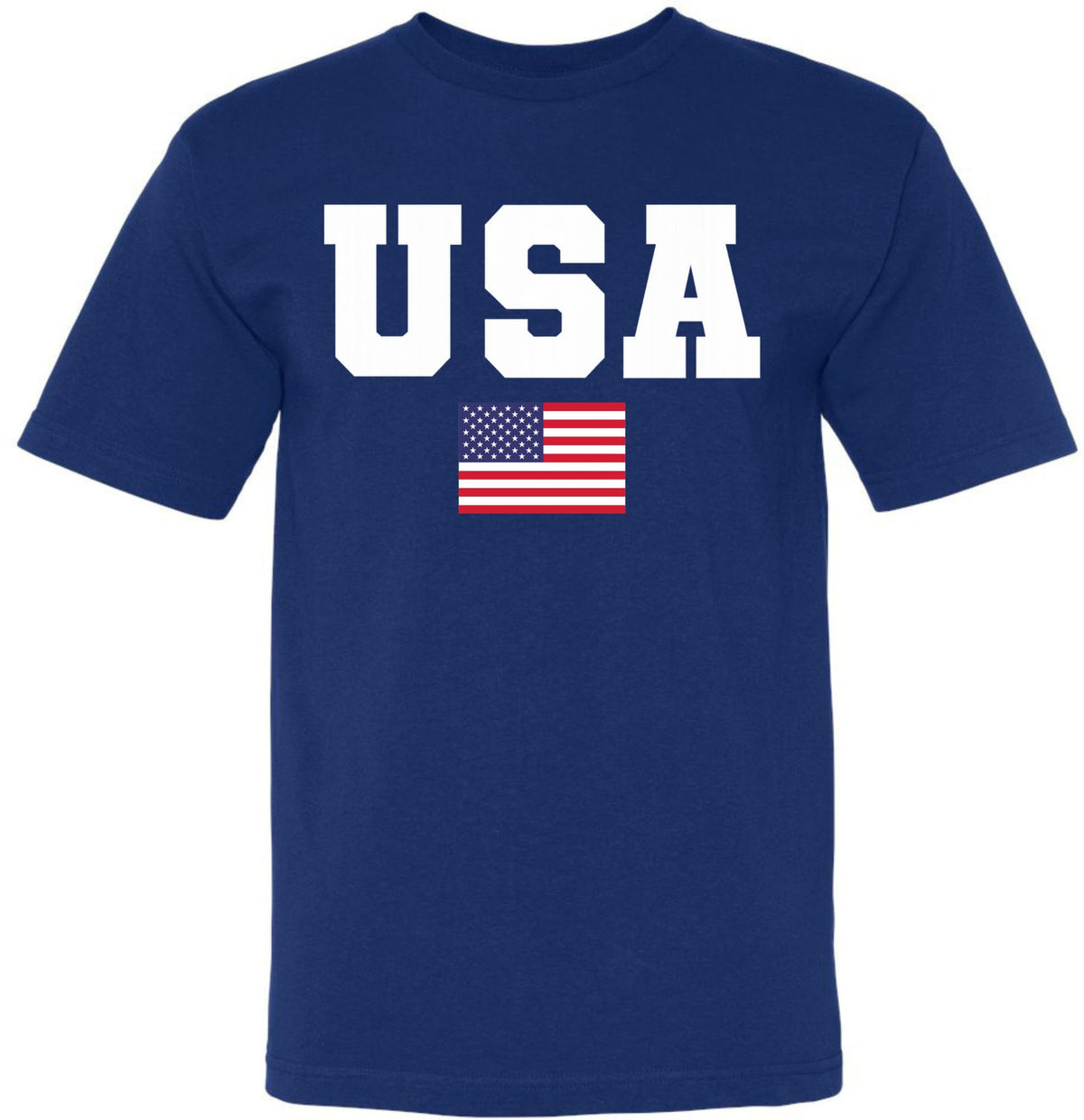 USA Text & Flag T-Shirts | July 4th Patriotic Independence Day Short Sleeve Tee Shirt | MADE IN USA