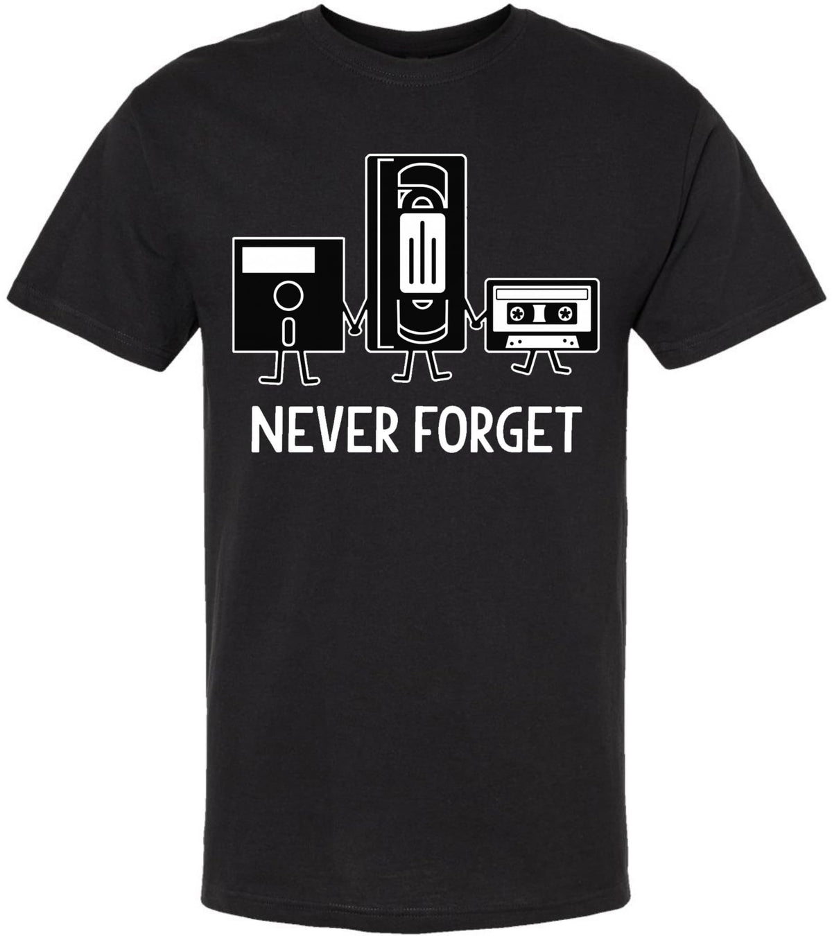 Never Forget Printed T-Shirt Retro Vintage 80s 90s Geek 100% Cotton Crewneck Tee