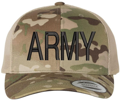 ARMY Embroidered Trucker Hat | US Army Military Text Structured Mesh Back Baseball Cap