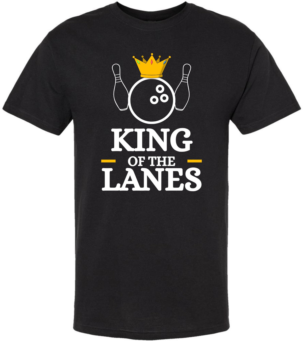 King of The Lanes Printed T-Shirt | 100% Cotton Crewneck Bowling Tee Shirt For Men