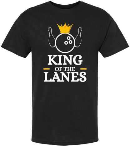 King of The Lanes Printed T-Shirt | 100% Cotton Crewneck Bowling Tee Shirt For Men