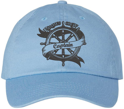 Pirates Crew Captain Embroidered Dad Cap - Ship Wheel Sailor Fun Adventure Cotton Unstructured Baseball Hat