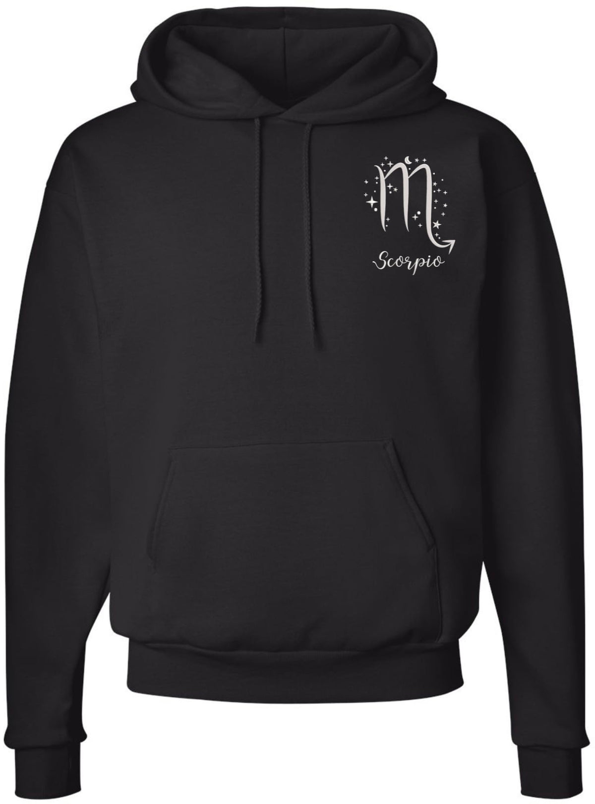 Zodiac Signs Embroidered Hoodie Sweatshirt | Horoscope Month Symbols Astrology Designs Hooded Pullover, Black