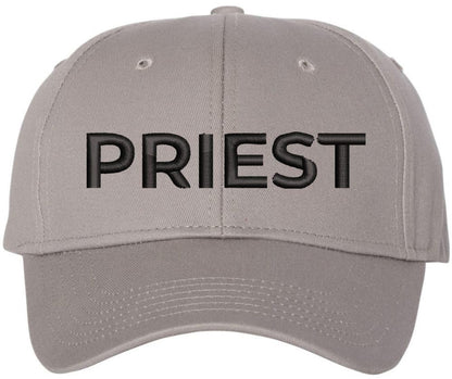 Priest Embroidered Baseball Cap | Text Father Pastor Leader Group Church Trip Structured Cap