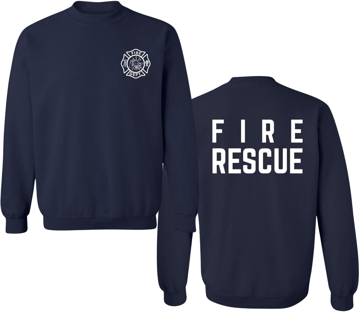 Fire Dept. Fire Rescue Crewneck Sweatshirt | Firefighter Warm Double Side Printed Sweat Shirt