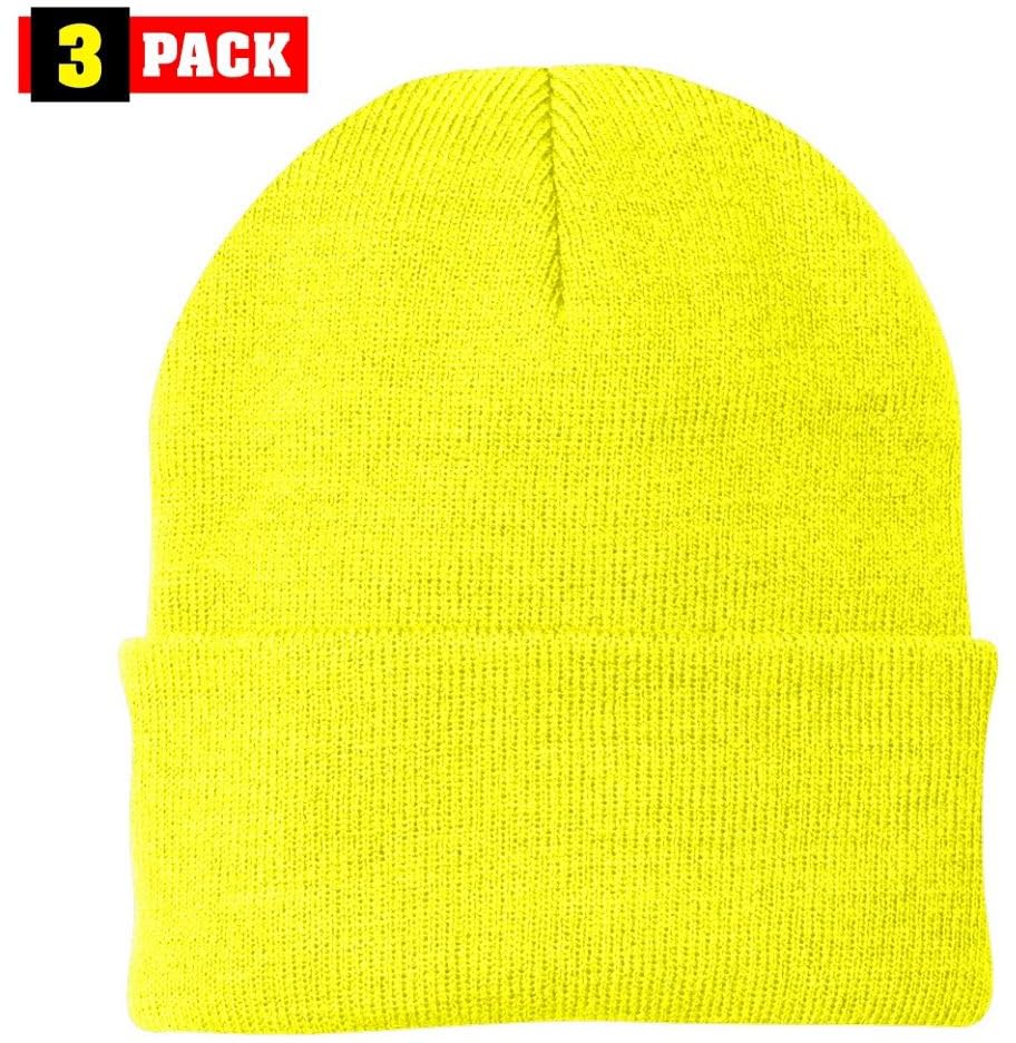 3 Pack Acrylic Beanie Watch Caps, Warm Knit Skull Cap for Men & Women, Blanks Soft Winter Hats