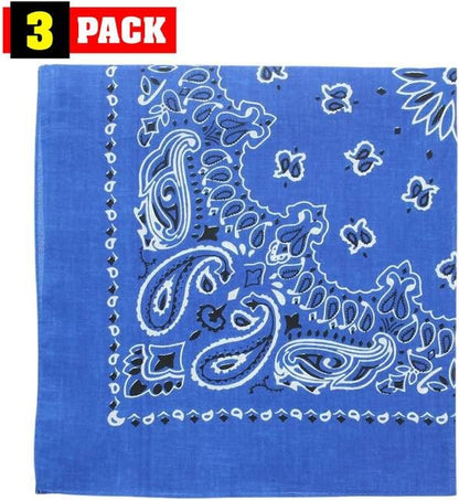 Trainmen Paisley Bandanas Head Scarf Do-rag 100% Cotton Bandanna Head Cover 22" x 22", 3 Pack