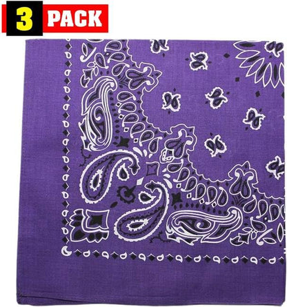 Trainmen Paisley Bandanas Head Scarf Do-rag 100% Cotton Bandanna Head Cover 22" x 22", 3 Pack
