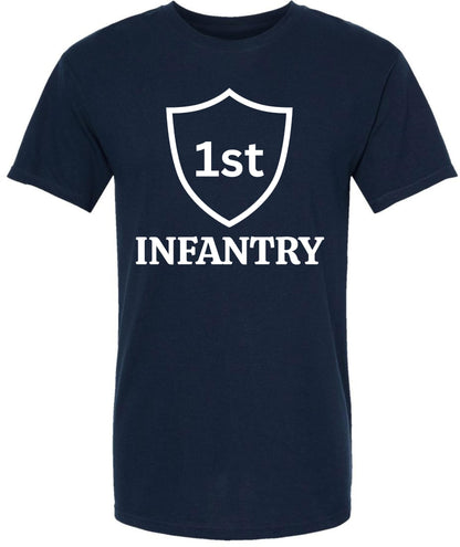 USA 1st Infantry Printed T-Shirt | U.S. Army Military Patriotic Tee | 100% Cotton Crewneck Unisex Shirt