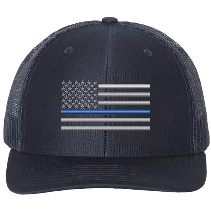 Army Universe Thin Blue Line USA Flag Snapback Trucker Hat Adjustable Mesh Back Baseball Cap