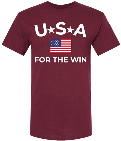 USA for the Win Printed T-Shirt | American Flag Graphic Tee Patriotic 4th of July USA Unisex 100% Cotton Shirt