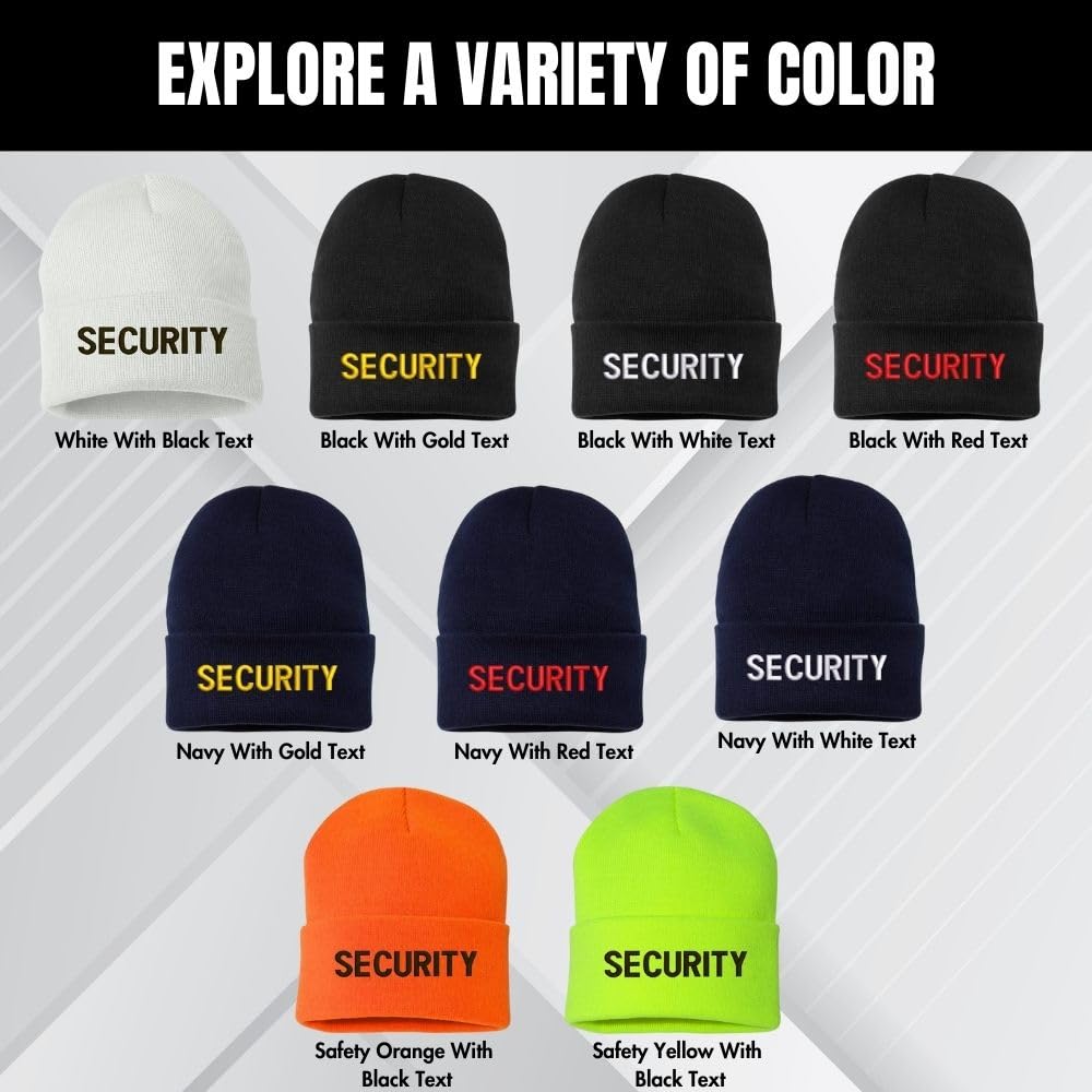 SECURITY Embroidered Beanie Warm Winter Watch Cap Security Guard Officer Uniform Outdoors Hat