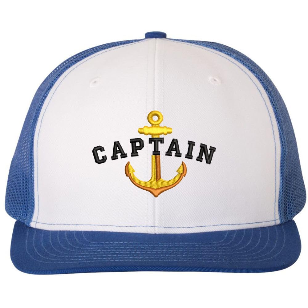 Captain First Mate & Crew Embroidered Trucker Hat - Navy - Mesh Snapback