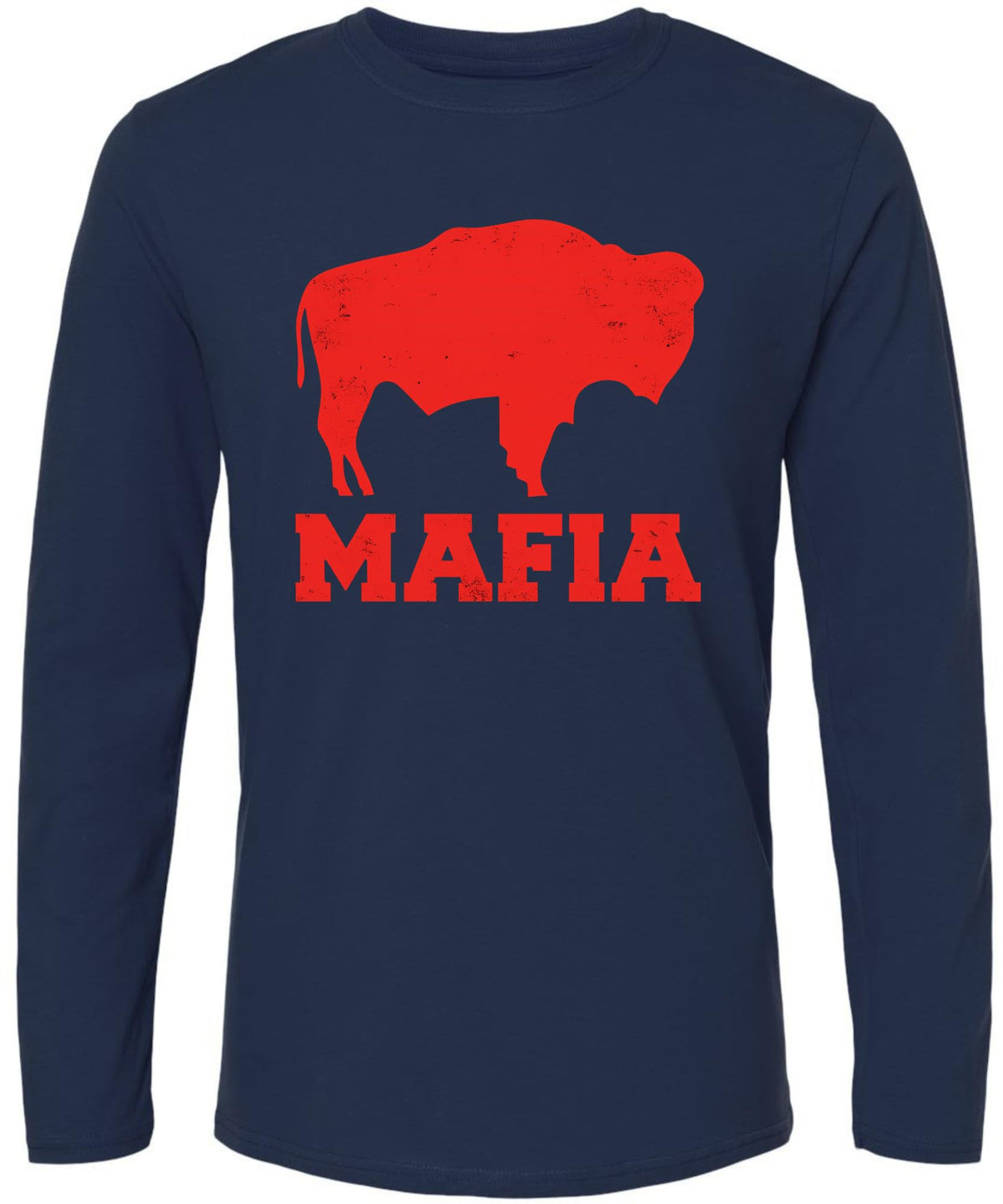 Distressed Buffalo Mafia Long Sleeve T-Shirt | New York Bill Football City Fan Club Game Day Tee Shirt